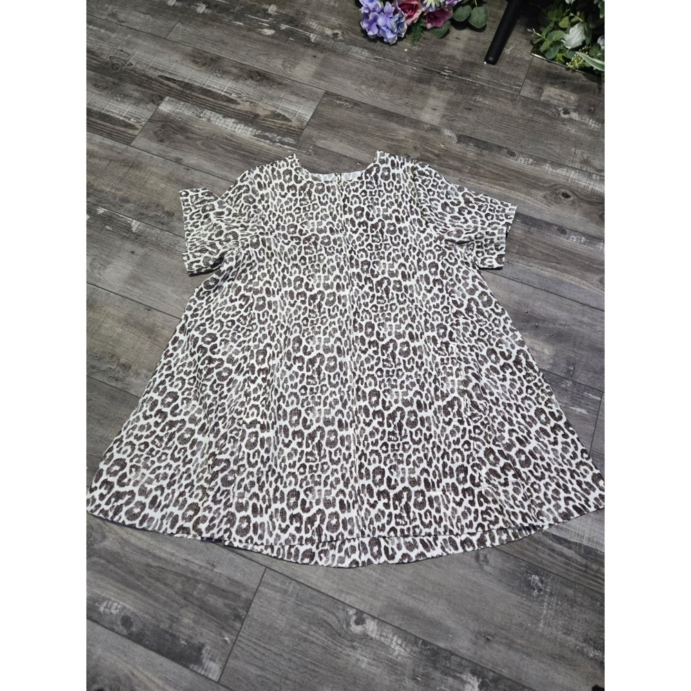 Maeve Short-Sleeve Crew-Neck Swing Mini Dress Cheetah Women's Size Medium - Picture 5 of 8